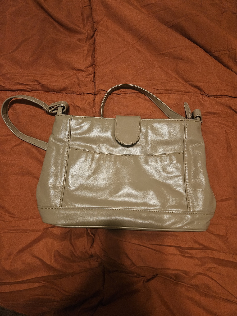 SAS Beige Leather Shoulder Bag